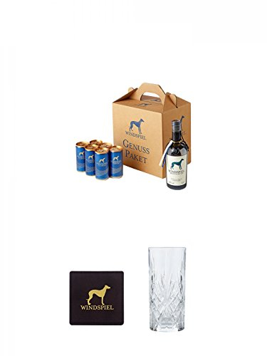 Windspiel Gin & Tonic Genusspaket 1 Stück (6 Dosen) + Windspiel Lederuntersetzer 1 Stück + Windspiel Hi-Ball Glas 1 Stück 350 ml