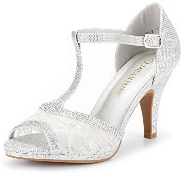 DREAM PAIRS Women's Amore Fashion Stilettos Kitten Heels Wedding Shoes for Bride Amore_2,Size 6,Silver,Amore_2