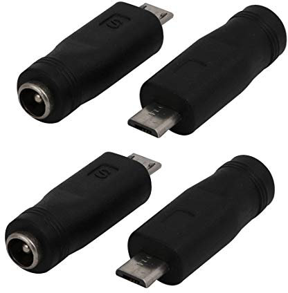 sourcing map Mini USB macho a hembra 5,5 mm x 2,1 mm Jack adaptador conector alimentación DC 4 pcs
