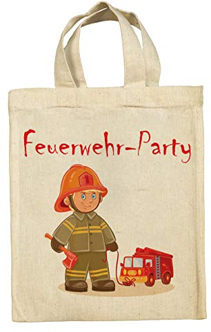 clothinx Lustige Kindergeburtstag Tasche Mitgebsel Beutel im Set mit Geburtstag Motto Feuerwehr 5er Pack