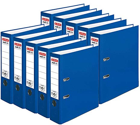 Herlitz Ordner maX.file protect A4 (8 cm mit Einsteckrückenschild) 10er Pack (Blau)