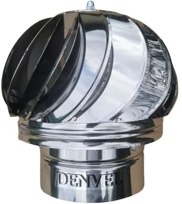 100mm Camino Girevole, Aspiratore Comignolo Cappuccio Acciaio, Inox, Rotante Cappello, Top, Canna Fumaria Cappello, Cappa Rotante per Ciminiera (Misura Da 100mm to 300mm)