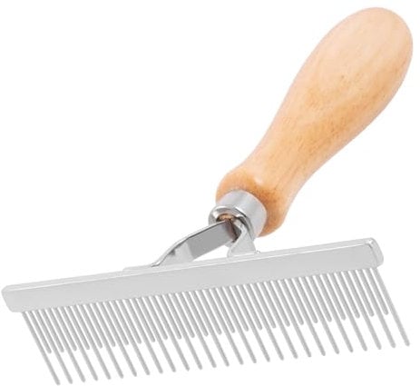 Groom Professional Wooden Shedding Rake for Dogs - Dog Grooming Rake - Features Both Long and Short Pins for Effective Deshedding of Thick Undercoats - Suitable for all Sized Breeds