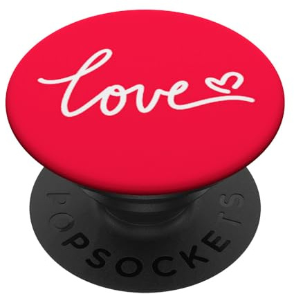 PopSockets Cell Phone Pop Out Holder Love Sign Cool Red and White Heart PopSockets PopGrip: Swappable Grip for Phones & Tablets