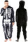 NOROZE Unisex Skeleton Shark Onesie Pigiama da Uomo Adulto Halloween Loungewear in Pile Morbidissimo Tuta Tutina, Scheletro Nero., L