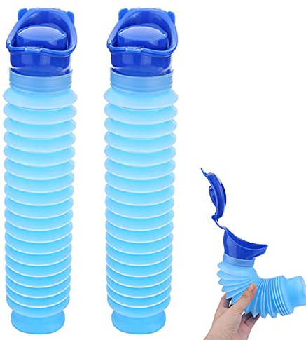 Herren Taschen-Toilette, Notfall-Urinal, Outdoor, schrumpfbar, tragbares Urinal, Unisex tragbare mobile Toilette Töpfchen, Urinflasche für Camping, Reisen, Stau und Warteschlange (2 Stück)