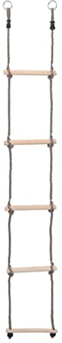 vidaXL Escalera de 5 Peldaños Niños Juguete Infantil Cuerda Colgante Jardín Patio Terraza Balcón Exterior Diversión 210 cm Madera Maciza de Pino