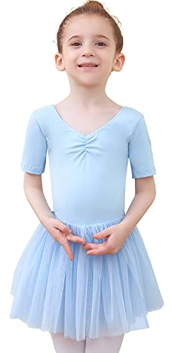 Tancefair Ballettbekleidung Ballettkleid Mädchen Baumwolle Balletttrikot Ballettanzug Tanzkleid Tanzbody mit Rock Tütü