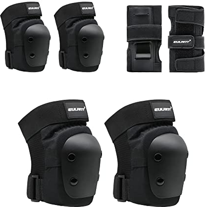 EULANT Inline Skate Schoner für Jugendliche und Erwachsene,Knieschoner / Ellbogenschützer / Handgelenkschützer 6 in 1, Hochwertig Verstellbar Schützer Set für Inliner Skaten Roller Skateboard Fahrrad