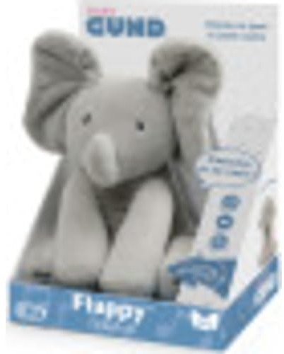 GUND Flappy L'ÉLÉPHANT Peluche Interactive pour Bébé – Bouge, Parle et Chante en Français pour l'Éveil de Votre Enfant – Peluche Éléphant Taille 30 cm – 6054176 – Jouet Bébé 10 Mois et +