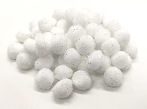 DARO DEKO Schneebällchen Weiß Ø2cm 320 Stück - mit Gitzer - Streudeko Schneeball
