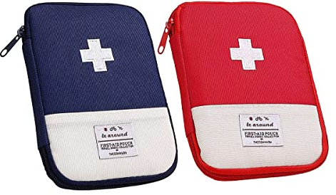 Guidre Kanyka Erste-Hilfe-Set, tragbar, 2-teilig, Mini-Federmäppchen, leer, tragbar, geeignet für Sport, Camping, Wandern, im Freien (blau rot), blau, modern, blau, blau, Modern