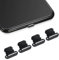 QUITECO Staubschutzstecker für iPhone 14/13/12/11/XS MAX/XR/XS/X/8/7 [4 Stück] Ladeanschluss Schutzkappen (schwarz)