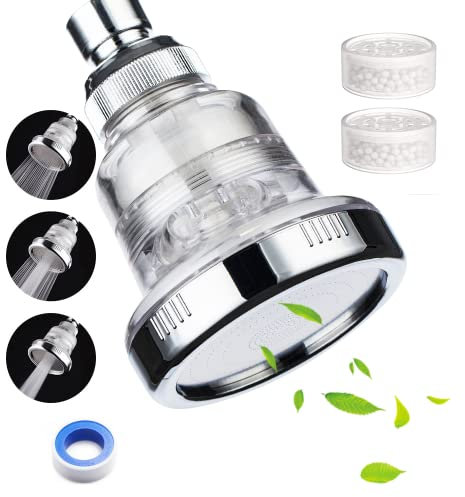 IHAO Soffione doccia fisso 2 in 1 filtrato con vitamina C, purificante ad alta pressione, addolcitore per acqua dura, filtro fluoruro di cloro, multi modalità intercambiabile, soffione doccia fresco