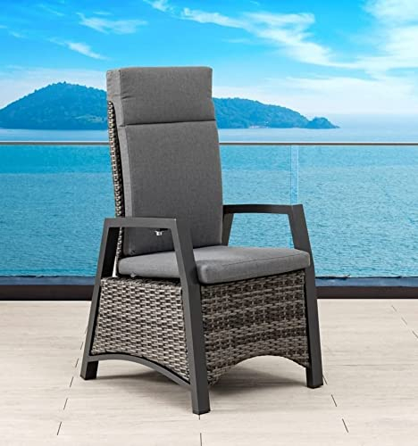 Gardissimo 4 x Aluminium XXL Polyrattan Movesessel Medan Blackpearl, inklusive Auflage, mit stufenlos Verstellbarer Rückenlehne, 120 kg Tragkraft, absolut wetterfest stabil und pflegeleicht