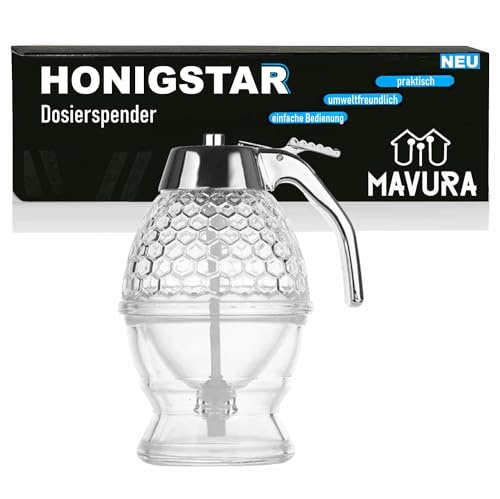 MAVURA HONIGSTAR Honig Spender Honigtopf Dosierer Honigbirne Sirup Dosierspender Dispenser Dosierpumpe Pumpspender Geleespender