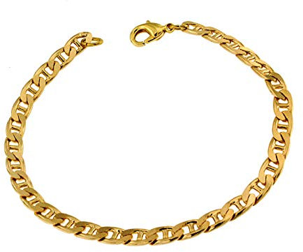 Tendenze-Italy Bracelet gourmette italien original plaqué or 18 carats ou doublé 5 mm de large Longueur au choix Cadeau pour homme et femme, 23 centimeters, Plaqué or jaune