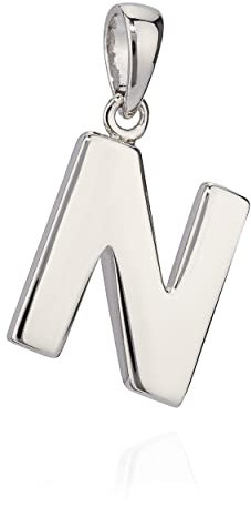 NKlaus 12x11mm Kettenanhänger Buchstabe N Silber 925 anlaufgeschützt glanz Alphabet 10045