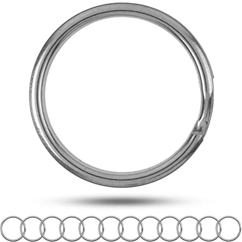 Schlüsselringe Set, Ø 35 mm Durchmesser, 12 Stück, aus gehärtetem Metall, in Silber, Metall Ringe Schlüsselanhänger, Schlüssel Organisation Autoschlüssel, Haustürschlüssel, Spaltringe O Ring DIY Kit