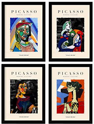 Nacnic Set mit 4 Illustrationen von Picasso, Duell-Kollektion, bunte Illustrationen im Kunstgalerie-Stil, Innendekoration, A4, ohne Rahmen.