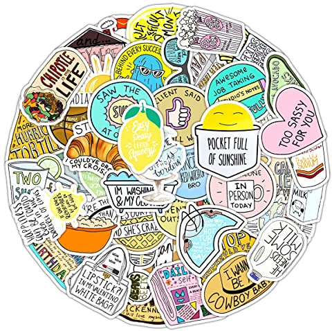 MARSFORCE Vsco Glückliche Sätze Aufkleber, Schöne Wasserdicht Vinyl Stickers für Laptop Wasserflaschen Skateboard Gepäck Auto Motorrad Fahrrad Gitarre PS4 Koffer Scrapbook Handy Pad [50 Stück]