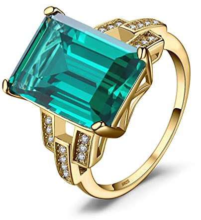 JewelryPalace 5.9ct Smaragdschliff Simulierter Smaragd Ring Damen Gold, Grün Schmuck Set, Verlobungsring Cocktail Ring Silber Ringe 925 Frauen Ring mit Stein, Damenring Silber 925 Zirkonia Frauen 54