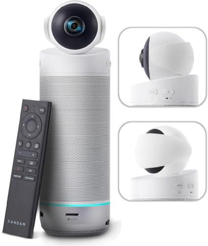 KanDao Meeting S 180 Degree Video Conference Camera, 4K Captured 1080P HD - Works with Teams, Zoom, Skype etc., AI-Driven Speaker-Tracking, 16-Foot Audio Pick-up, Plug & Play Setup.