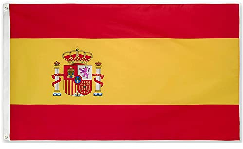 Bandiera Spagna Grande 150x90 con 2 Occhielli Alta Qualità Resistente alle Intemperie Bandierone Nazionale per Esterno Bandiera Spagnola da Balcone Stadio ed Eventi