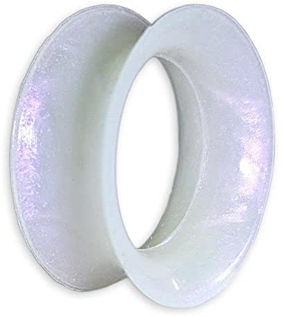 viva-adorno 1 Stück Tube Flesh Tunnel Plug Silikon Ohr Piercing Glitter Glitzer Opal schimmernd flexibel Größe Z108g Opal Weiß, 16mm