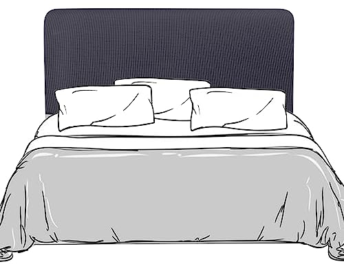 Lydevo Bett Kopfteil Hussen - Dehnbarer Bezug für Gepolstertes Kopfteil 180cm-200cm, Weicher Staubdichter Jacquard Schonbezug Protektor, Dunkelgrau