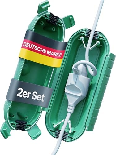Adlerfokus Kabelbox wasserdicht IP44 [Das Original] 2 Stück - Safe Box - Sicherheitsbox - Outdoor Box wasserdicht - Steckerschutz aussen wasserdicht - Wetterfeste Elektrobox - Schutzbox