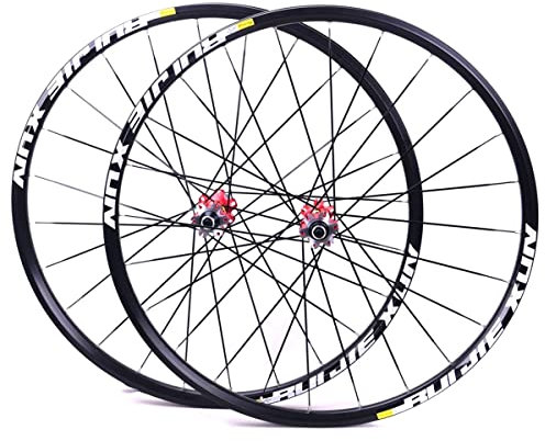Mountainbike Laufrad 26 27,5 29 Zoll Scheibenbremse MTB Fahrrad Laufradsatz Double-Layer-Felge Abgedichtetes Lager QR 8 9 10 11-Fach Kassette Carbon-Nabe (Color : Red hud, Size : 29)