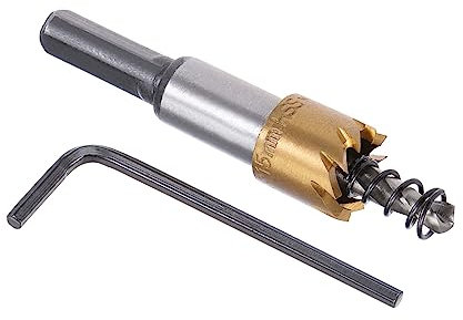 Kozelo 1 Stück Lochsäge - [15mm] HSS (High-Speed-Stahl) 4341 Bohrer Lochschneider für Edelstahl, Aluminium, Metall, Holz, Kunststoff, Titanbeschichtet, Dreieckiger Schaft