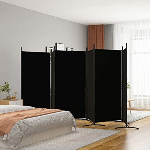 Homgoday 6-teiliger Paravent Schwarz 520x180 cm Stoff, zusammenklappbar, für Privatsphäre und Raumteiler Model350273