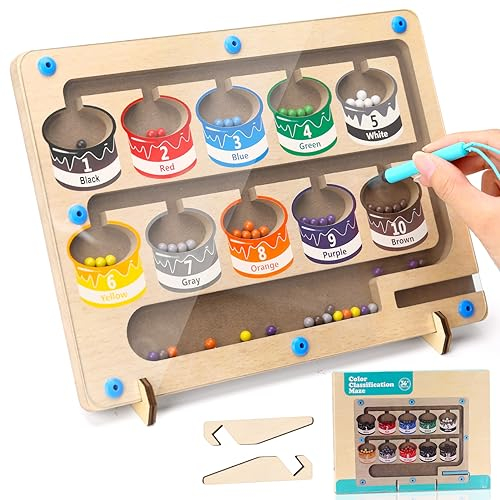 Crazyfly Magnetspiel Labyrinth, 10 Farben Lernen Sortierspiel Montessori Spielzeug Sortierspiel Magnete Kinder Motorikspielzeug Geschenk 3 4 5 6 Jahre
