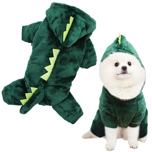 Hundekostüm Dinosaurier, ACTOYS Halloween Kostüm Hund, Cosplay Party Anzug Lustiges Hundekostüm Warme Haustier Dino Hoodie für Kleine und Mittlere Hunde (S)
