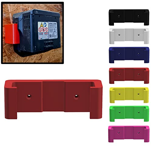 R-Satz Shop Wandhalterung passend für STIHL Akku - Halterung für die Modelle AK10, AK20, AK30 - Akkuhalter Wand (Rot)