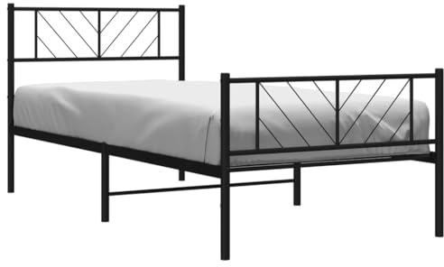 vidaXL Bettgestell mit Kopf- und Fußteil Metall Schwarz 90x200 cm