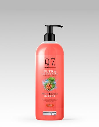 Q7PARIS Carrot Ultra-Lightening Shower Gel | Infused with Licorice and Carrot Extract | Calm Sweet Fragrance Soothing & nourishing Gel for Men and Women - 1000ML
