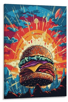 KeAan Hamburger Poster Gemälde Poster Für Büro Klassenzimmer Leinwand Moderne Leinwand Wandkunst 24x36inch(60x90cm)