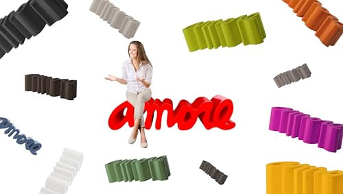 ZStyle Amore Slide Panca - Panchina - Panchetta - Rosso - Bianco - Design - Polietilene - Interno/Esterno - Diversi Colori - Moderna - Lettering - Designer Giò Colonna Romano (Verde lime)