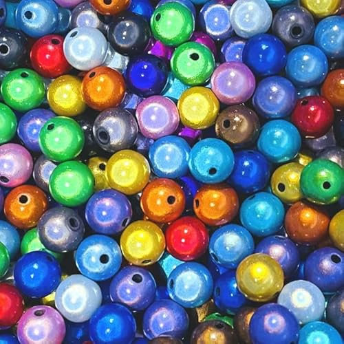WDHJMA 60/100/200/300/600 Stück 4–30 mm reflektierende Perlen, 3D-Illusion, Wunderperlen, Stickerei, Acrylperlen für die Schmuckherstellung, hübsch unter Licht