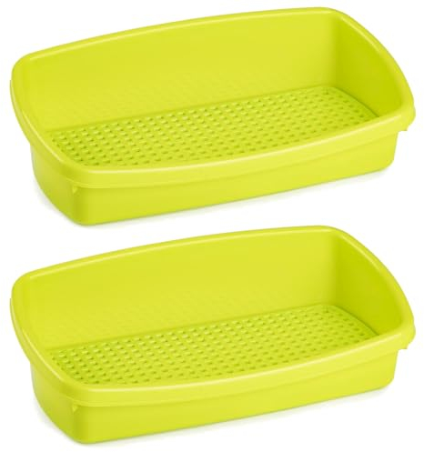 ACAN Tradineur - Pack de 2 Estropajero de plástico con Rejilla extraíble - Recipiente para estropajos, Cocina, Ligero y Resistente - Fabricado en España - 8 x 26 x 13 cm - Color Amarillo