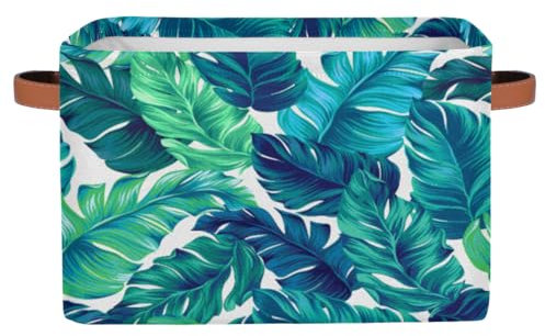 GeMeFv Panier de rangement en forme de feuilles de palmier - Cube de rangement en toile - Pliable - Panier à jouets - Boîte à linge étanche avec poignée pour étagère, placard, bureau, décoration