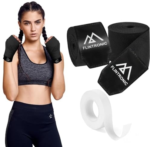 flintronic 4.5m Boxbandagen für Männer und Frauen, Schwarz