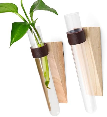 0XBIT Reagenzglas Vase, 2 Stücke Blumenröhrchen, Reagenzgläser mit Ständer, Platzsparend und Schön, Reagenzglas Vase zum Aufhängen für Dekorieren Sie Zuhause, Büro, Schlafzimmer, Flur