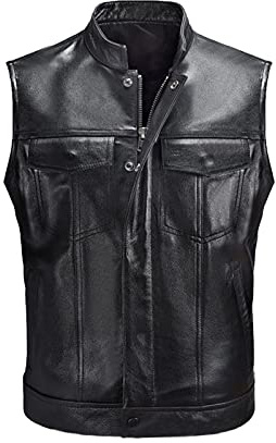 Mens Leather Waistcoat Biker - Sleeveless Leather Vest Men Leather Motorcycle Vest For Men Men'S Pu Faux Leather Sleeveless Jacket Waistcoat Mens Casual Punk Style Vest Biker Waistcoat