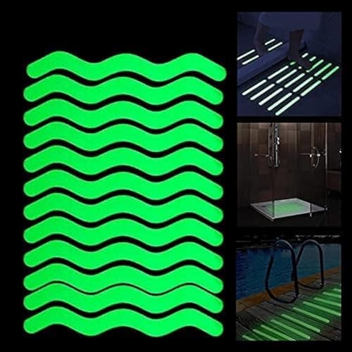 JIANGLAI Bathtub Non Slip Stickers 24 pcs, Anti Slip Strips Transparent Shower Stickers Bath Safety Strips Showers Stairs Floors Non Slip Strips for Bathtubs (Glow in Dark)