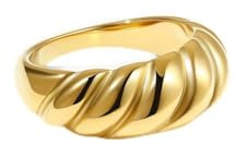 Dorosé Damen Schmuck Twista Dome Ring Edelstahl 18k vergoldet Wasserfester Schmuck Geschenk für Damen Gold 54