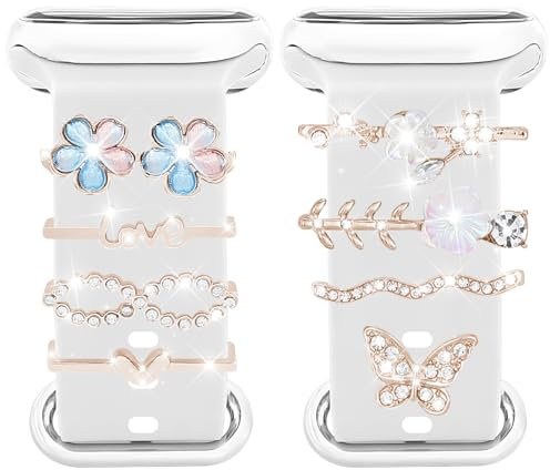 Joycabin Uhrenarmband Charms Armband, Charms Uhrenarmband Charms-Bänder Metallverzierung mit Schnalle für Apple Watch Series 8 7 6 5 4 3 2 1 (Stil 6)